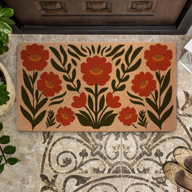 XFN Retro Poppy Doormat weather-resistant option for covered entryways.
