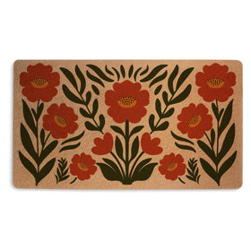 XFN Retro Poppy Doormat with welcome engraving traps dirt at entryways.