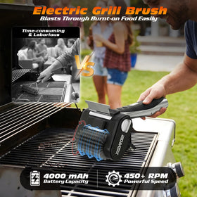 XGDARDER grill cleaner 450RPM motor powers tough grime away