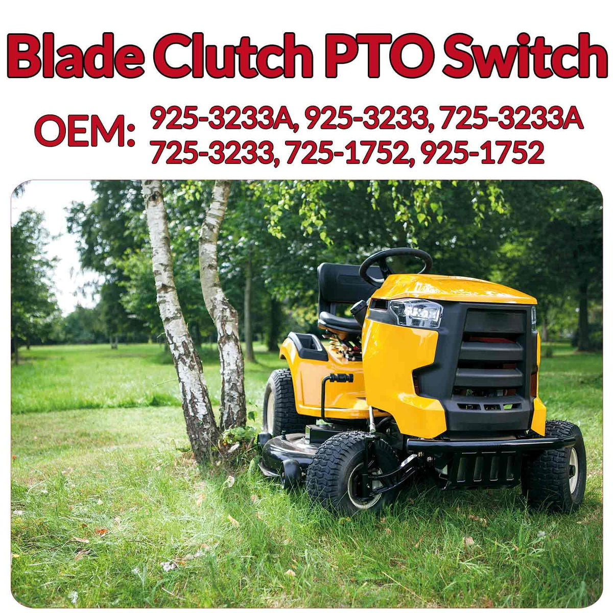 Xghdalk PTO switch compatibility chart demonstrates broad mower and tractor support.