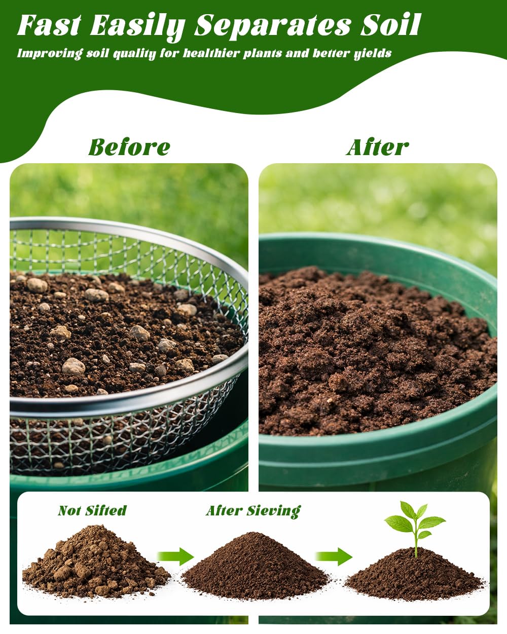 Xgunion sifter securely fits standard 5-gallon buckets for stable use