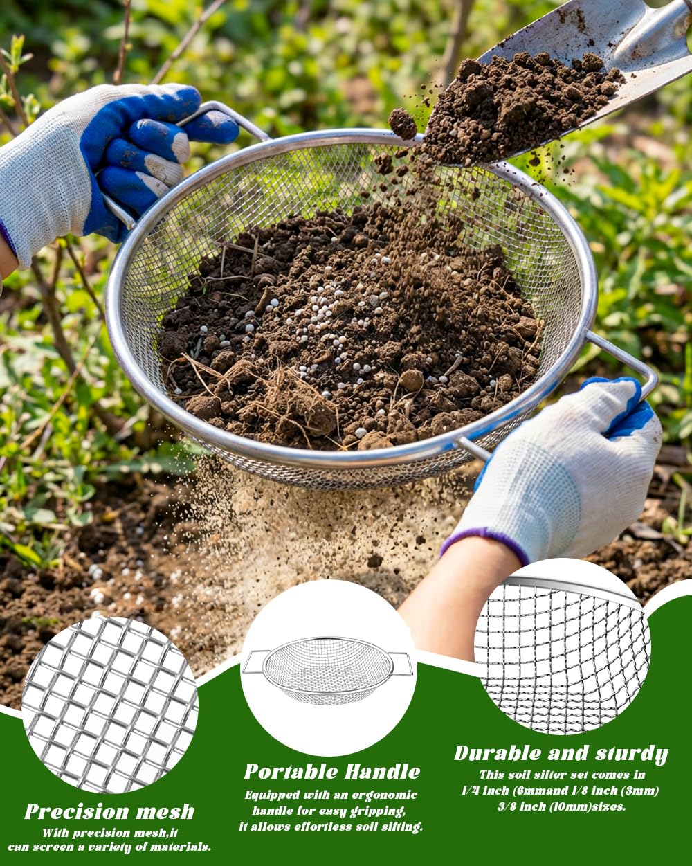 Xgunion garden sifter features a sturdy galvanized frame for durability