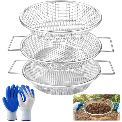 Xgunion soil sifter with 1/8 inch mesh for fine soil and compost screening