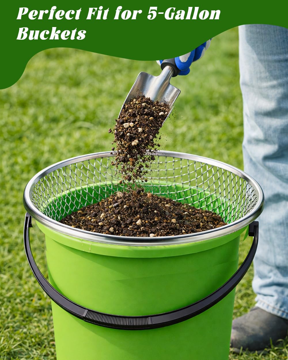Xgunion soil sifter with 3/8 inch mesh for larger debris