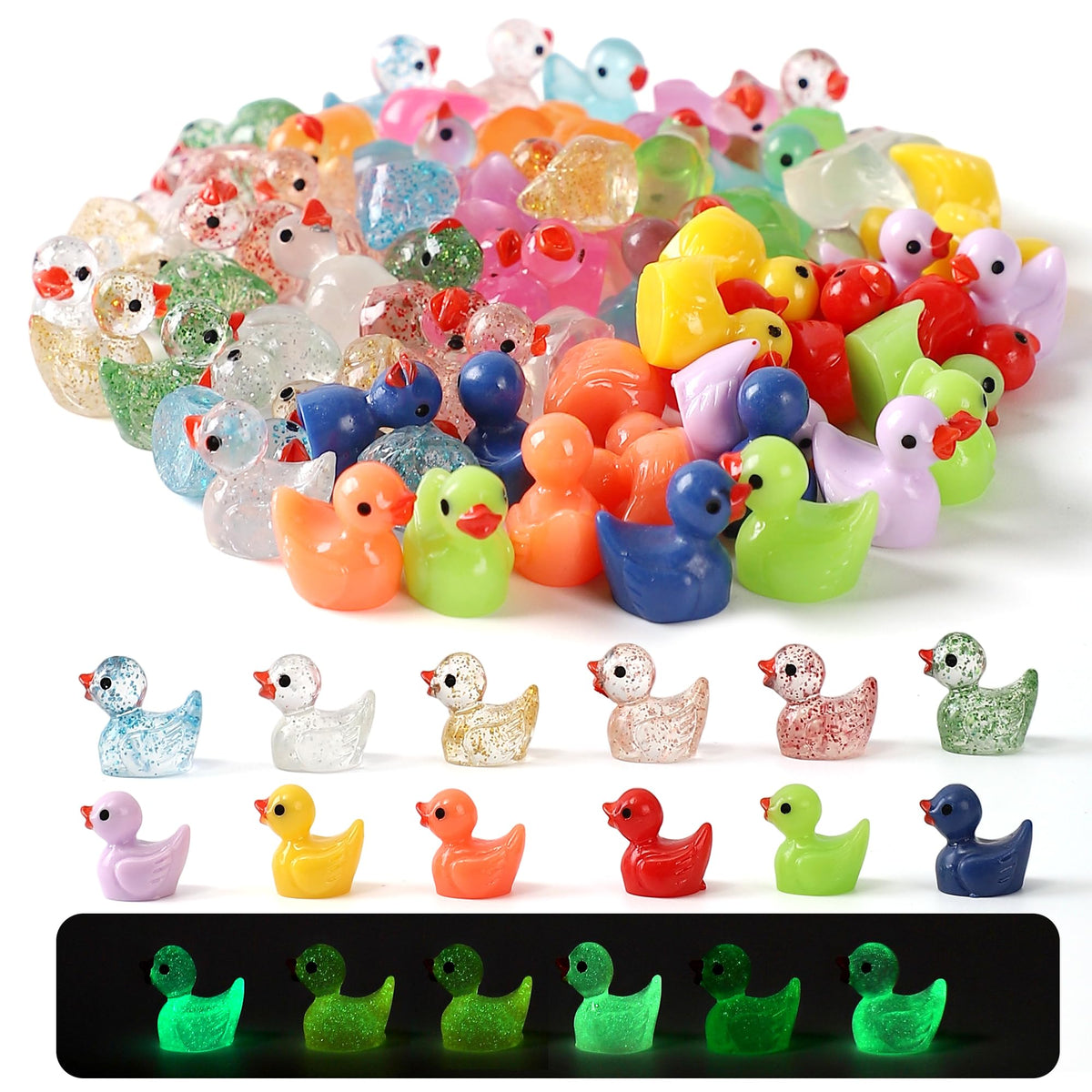 XHDMY glitter ducks set for fairy garden sparkle and DIY decor