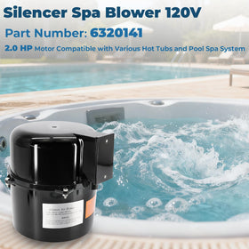 XHHEZQ 2.0 HP spa blower close-up highlights vibration-dampening design.