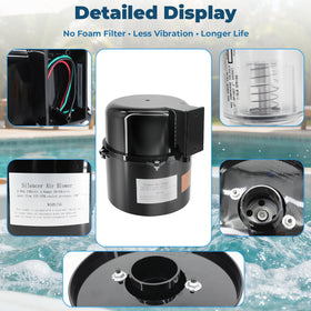 XHHEZQ Silencer Spa Blower clog-prevention system protects against foam blockages.