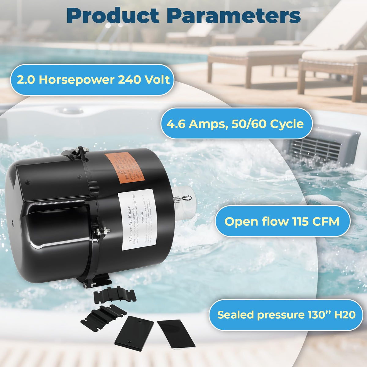 XHHEZQ Silencer Spa Blower quiet operation minimizes noise for late-evening sessions.