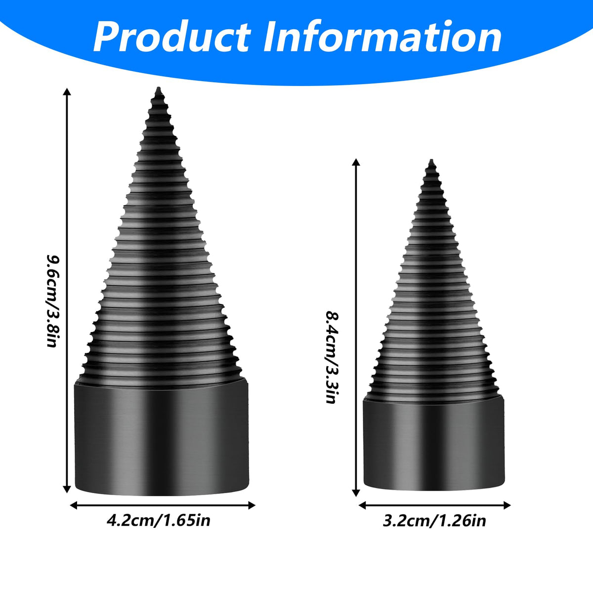 XhjzgcTech 42mm firewood splitter bit close-up highlighting deep-thread design