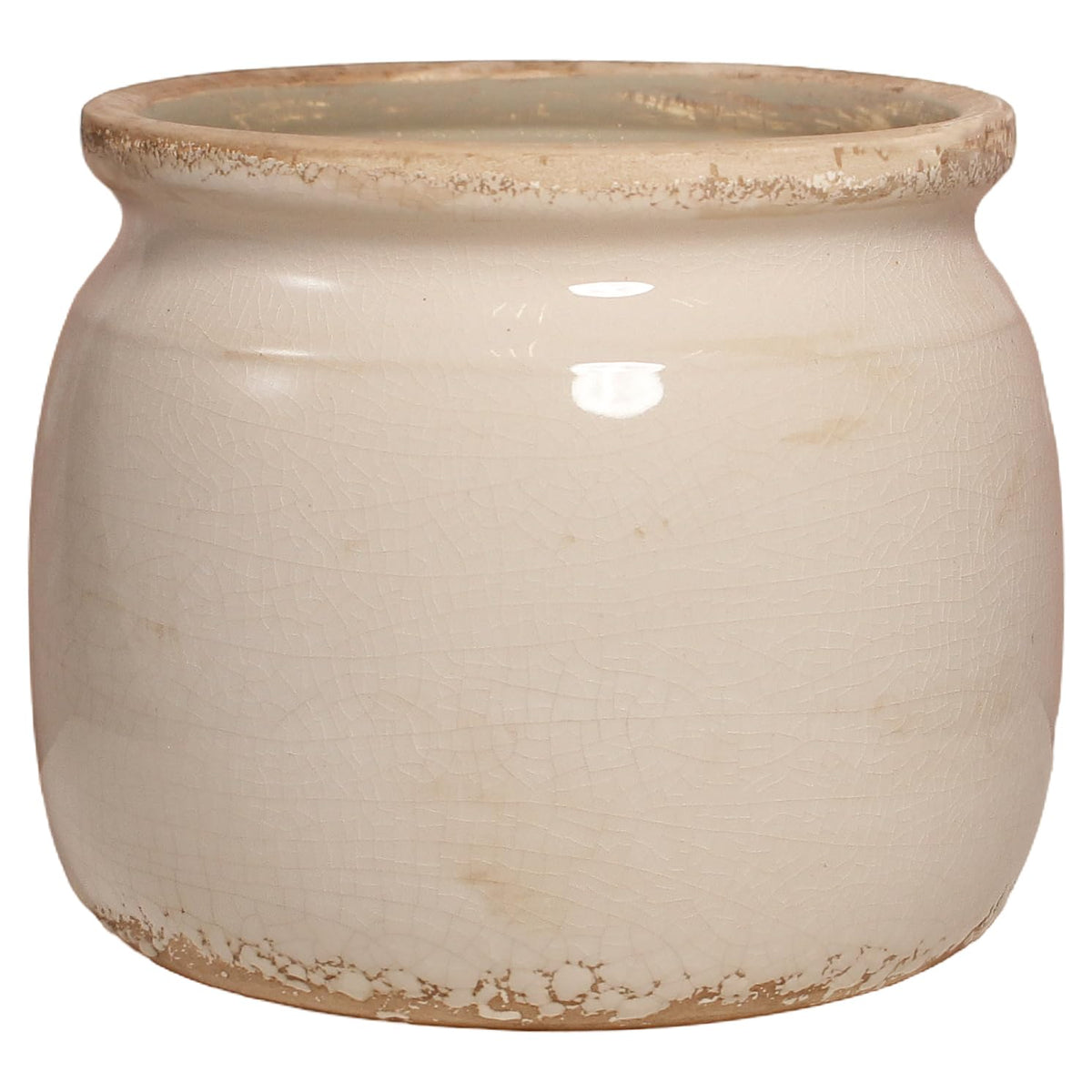 Xiaan Jiaju antique ivory ceramic planter with minimalist silhouette for indoor plants.