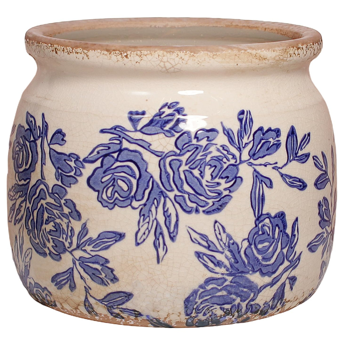 Xiaan Jiaju chinoiserie ceramic pot with blue and white glaze for elegant indoor decor