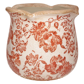 Xiaan Jiaju country farmhouse planter in red flower finish, ideal for accenting indoor spaces.