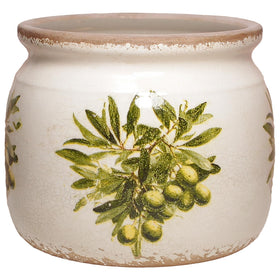 Xiaan Jiaju Mediterranean ceramic pot with olive branch pattern for elegant indoor décor.