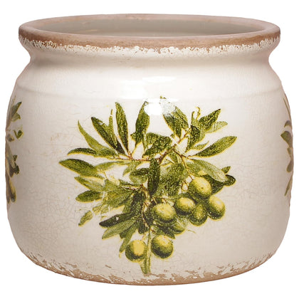 Xiaan Jiaju Mediterranean ceramic pot with olive branch pattern for elegant indoor décor.