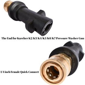 Xiangxu 1/4-inch adapter end connects to nozzle tips for versatile cleaning.