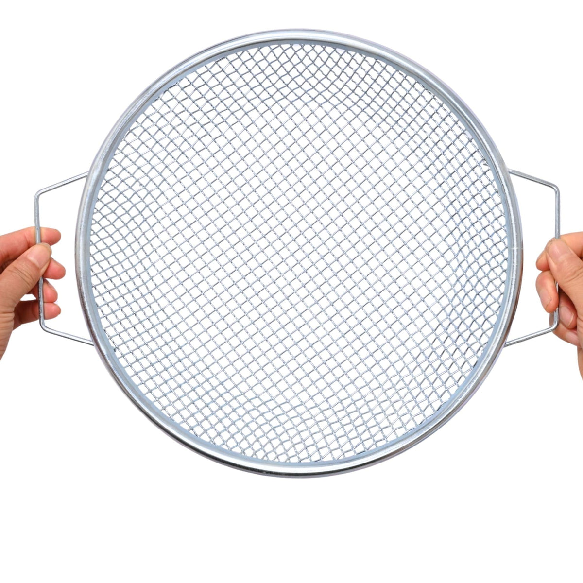 Xicooka soil sifter frame shows a 12-inch diameter for larger batches