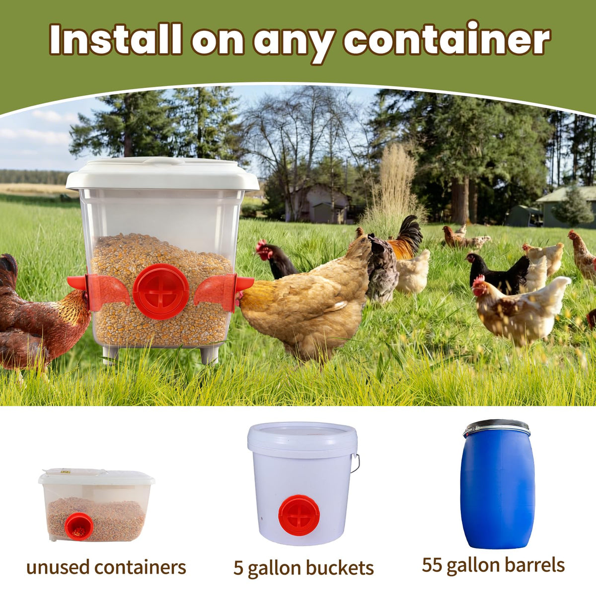 Xictuwey rain-proof feed cap protects feed outdoors.