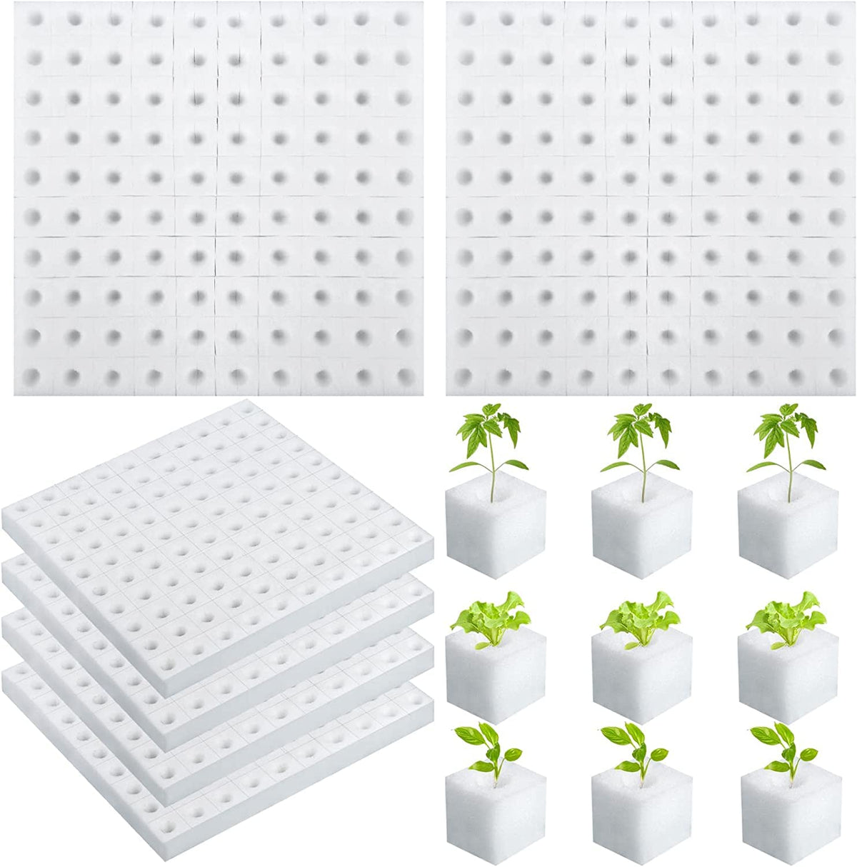 XIDAJIE hydroponic sponges kit with six sheets for versatile seedling growth