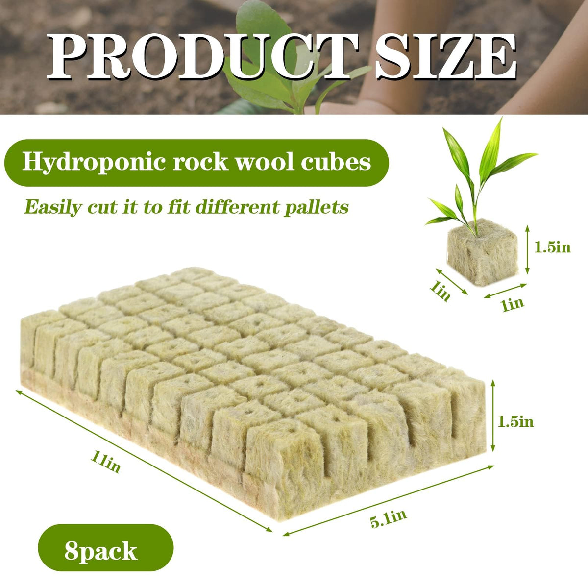 XidaJie rockwool cube close-up showing texture that promotes root growth.