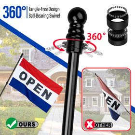 XIFAN 360-degree rotating flagpole prevents tangling and simplifies setup.