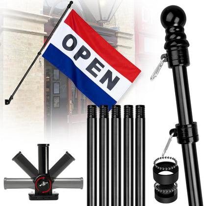 XIFAN 6ft black stainless steel flag pole for outdoor display and durability.