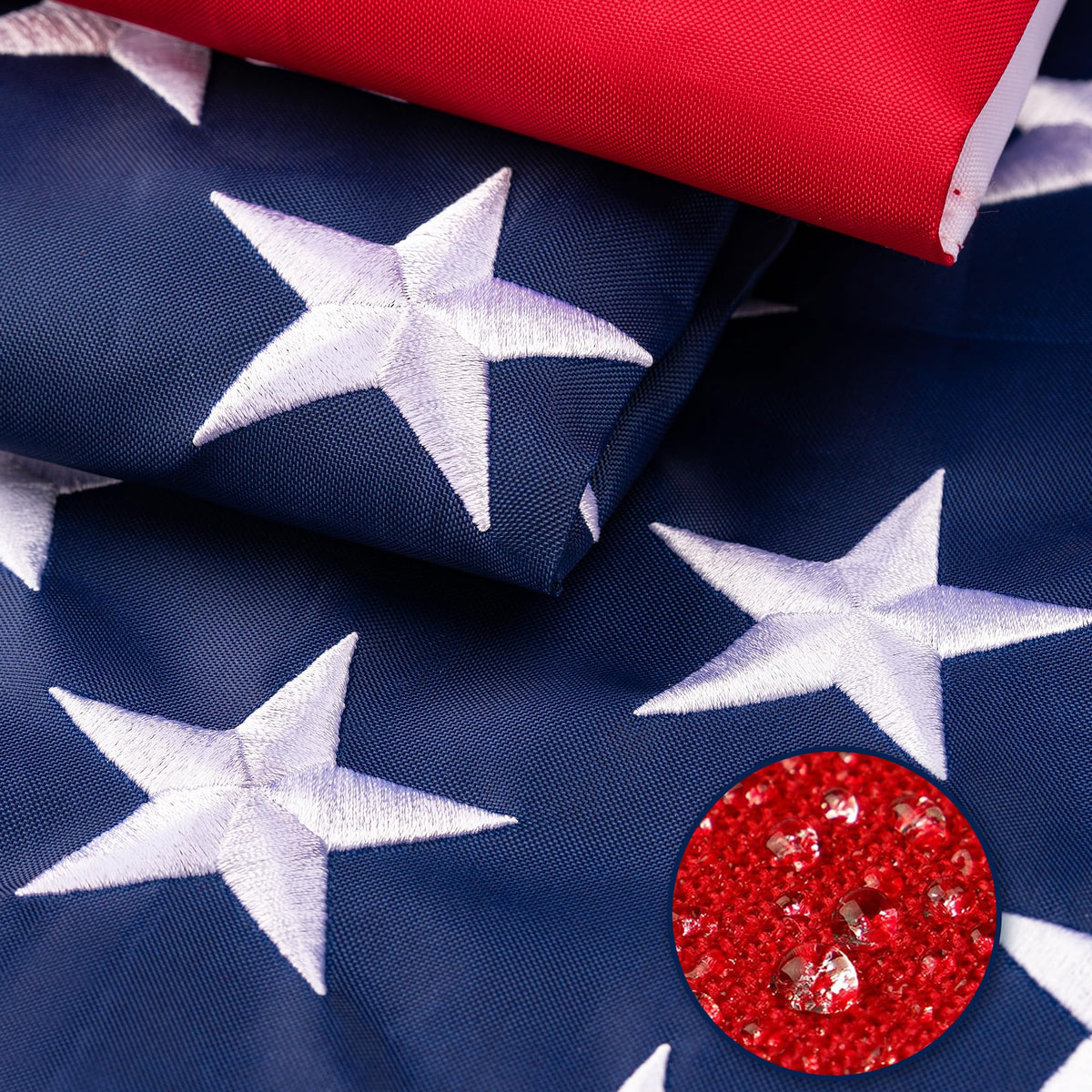 XIFAN 6x10 outdoor flag with embroidered stars and sewn stripes for durable outdoor display.