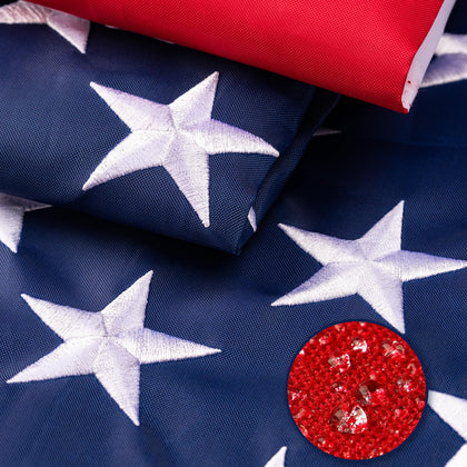 XIFAN 6x10 outdoor flag with embroidered stars and sewn stripes for durable outdoor display.