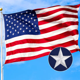 XIFAN 6x10 flag featuring heavy-duty header and three brass grommets for secure mounting.