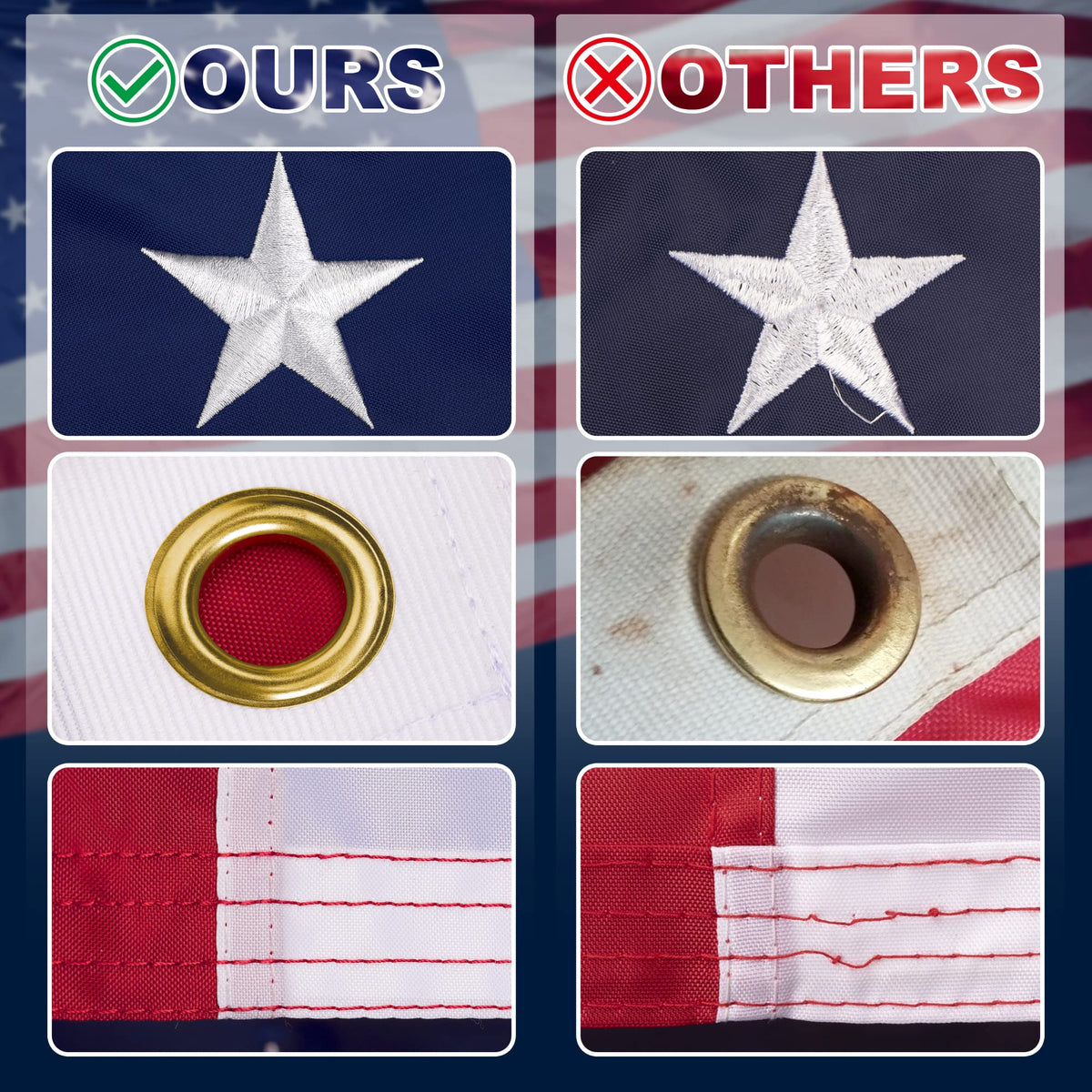XIFAN 6x10 flag outdoors, weatherproof and quick-drying after rain or snow.