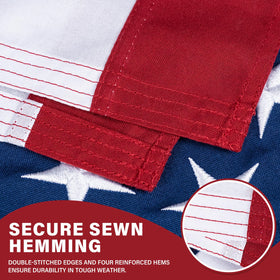 Close-up of XIFAN flag embroidery highlighting vivid star detailing and durable stitching.