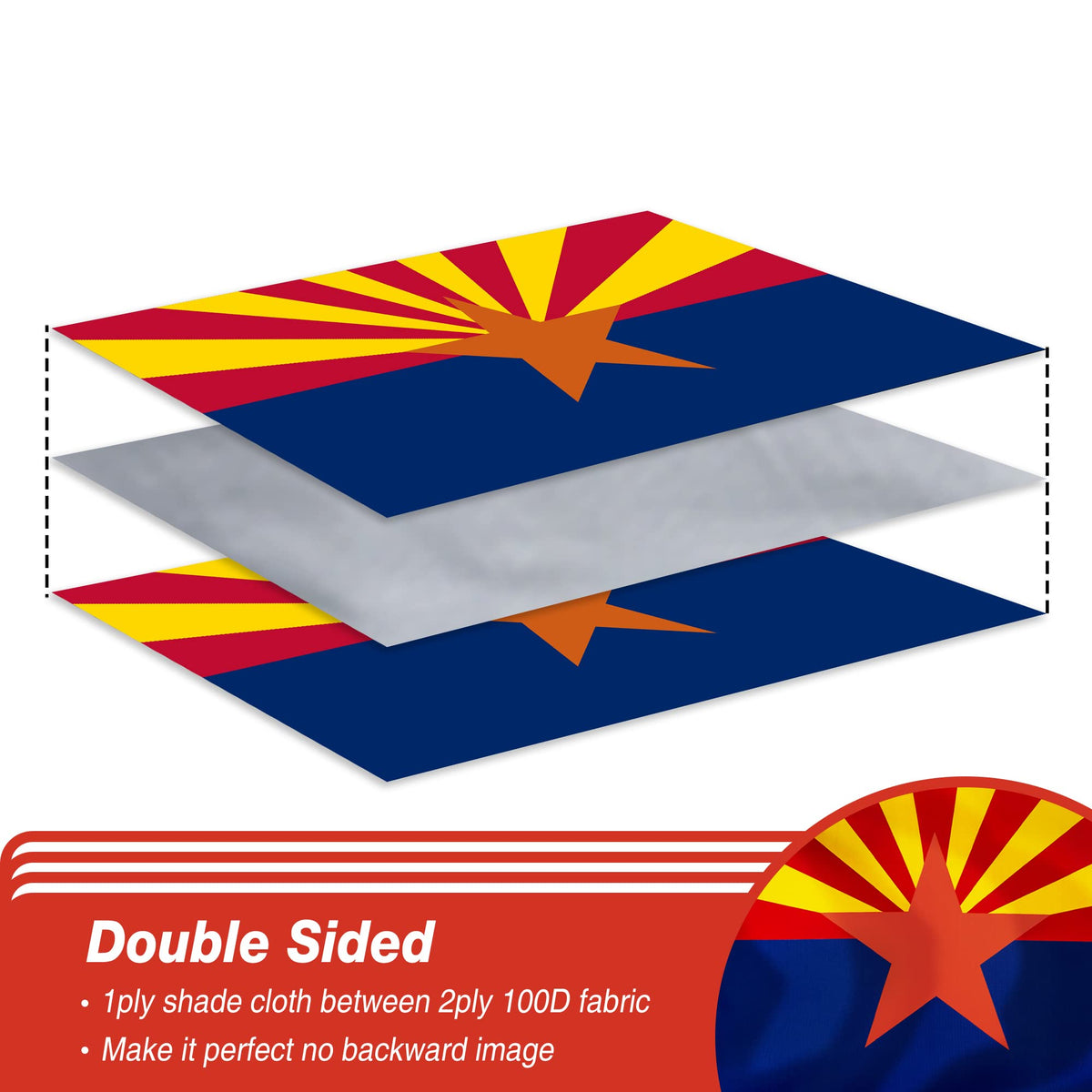 XIFAN Arizona flag 3x5 detailed stitching prevents fraying during heavy wind