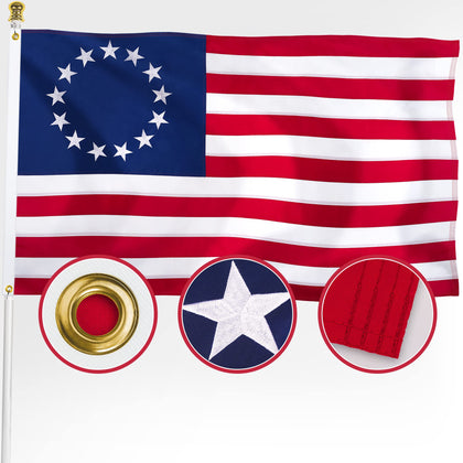 XIFAN Betsy Ross flag with embroidered stars for outdoor display.