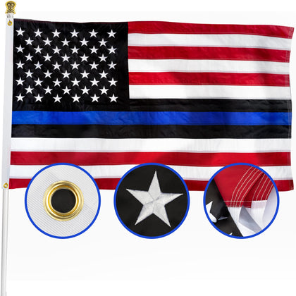 XIFAN blue line flag 3x5 outdoor flag with embroidered stars, built for durability in all weather.