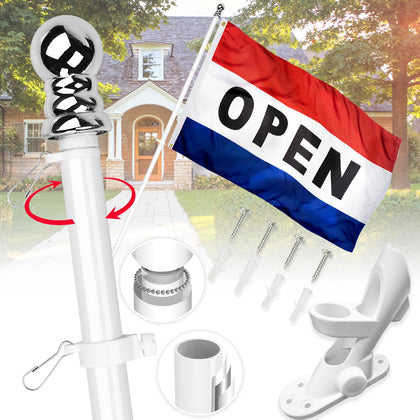 XIFAN double-sided OPEN flag kit with 6ft pole for storefront signage.
