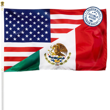XIFAN double-sided USA-Mexico flag front view for durable outdoor display.