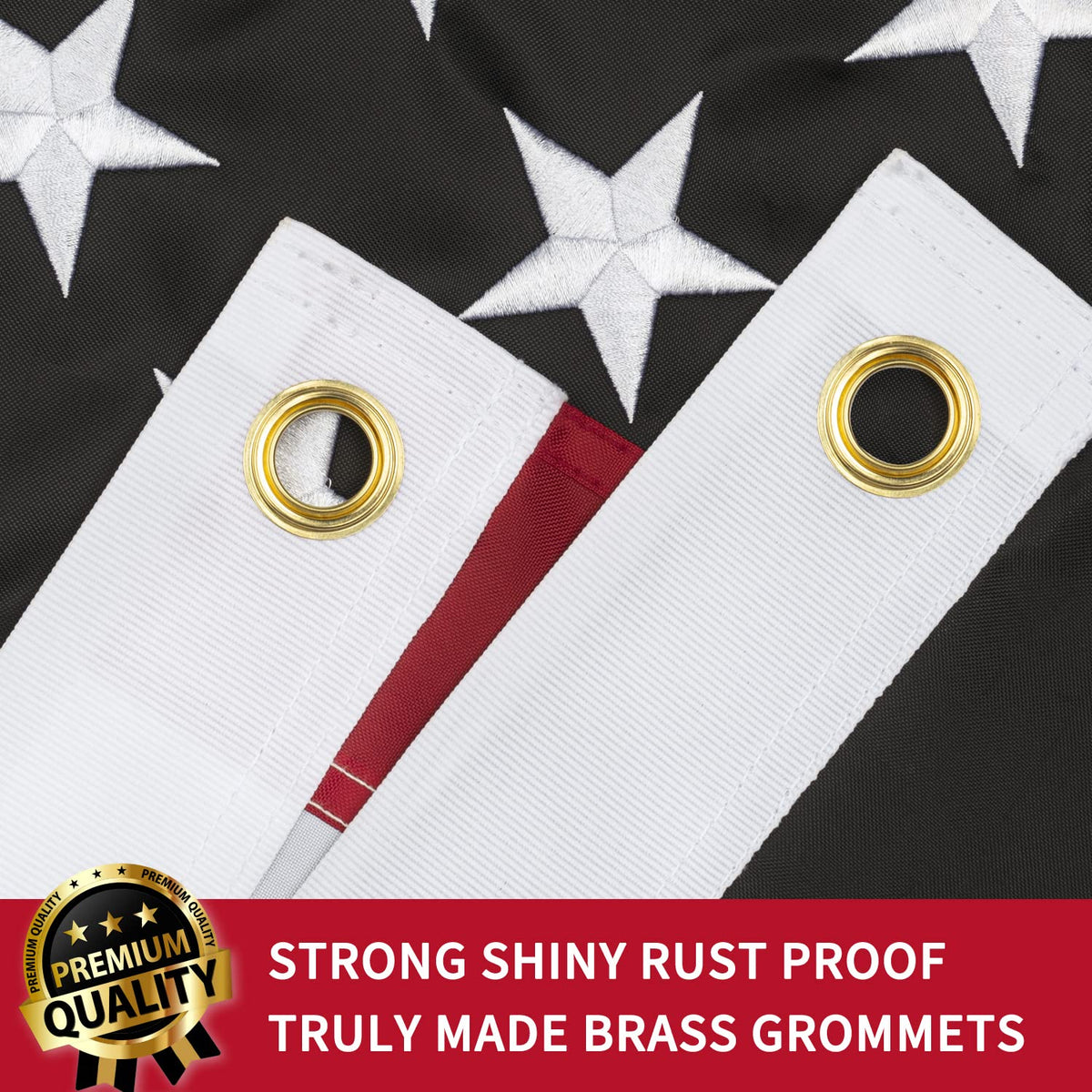 XIFAN flag close-up embroidered stars showing high-quality craftsmanship.