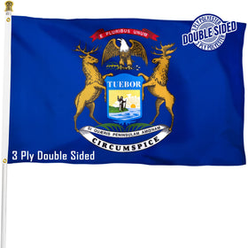 XIFAN Michigan state flag 3x5 ft showcasing heavy-duty three-ply construction for outdoor display