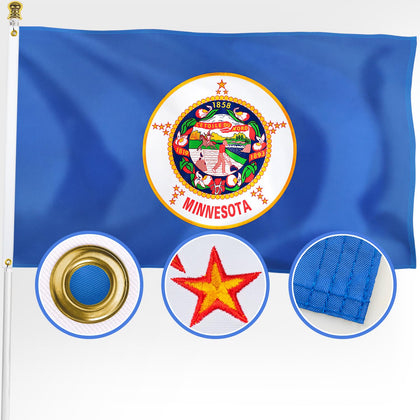 XIFAN Minnesota flag with embroidered stars for yard display.