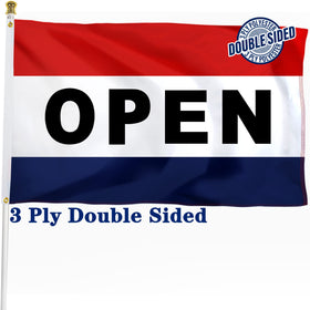 XIFAN open double-sided 3x5-foot flag visible from both sides for storefront visibility