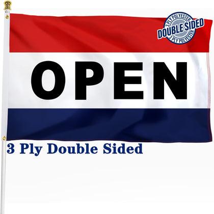 XIFAN open double-sided 3x5-foot flag visible from both sides for storefront visibility