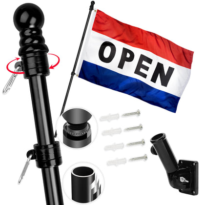 XIFAN Open Flag 3x5ft front view shows clear, double-sided visibility for storefronts.