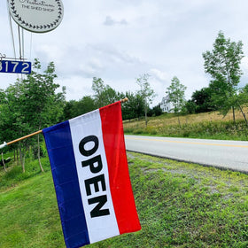 XIFAN open for business flag signals welcome information to customers