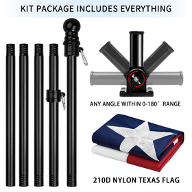 XIFAN outdoor flag kit with black bracket and mounting hardware for easy setup
