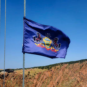 XIFAN double-sided PA flag maintains legible design from multiple angles.