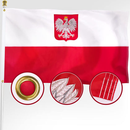 XIFAN Poland flag 3x5 outdoor heavy-duty nylon withstands rain and sun for outdoor displays