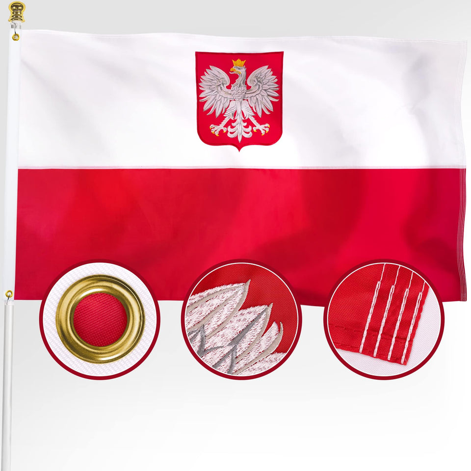 XIFAN Poland flag 3x5 outdoor heavy-duty nylon withstands rain and sun for outdoor displays