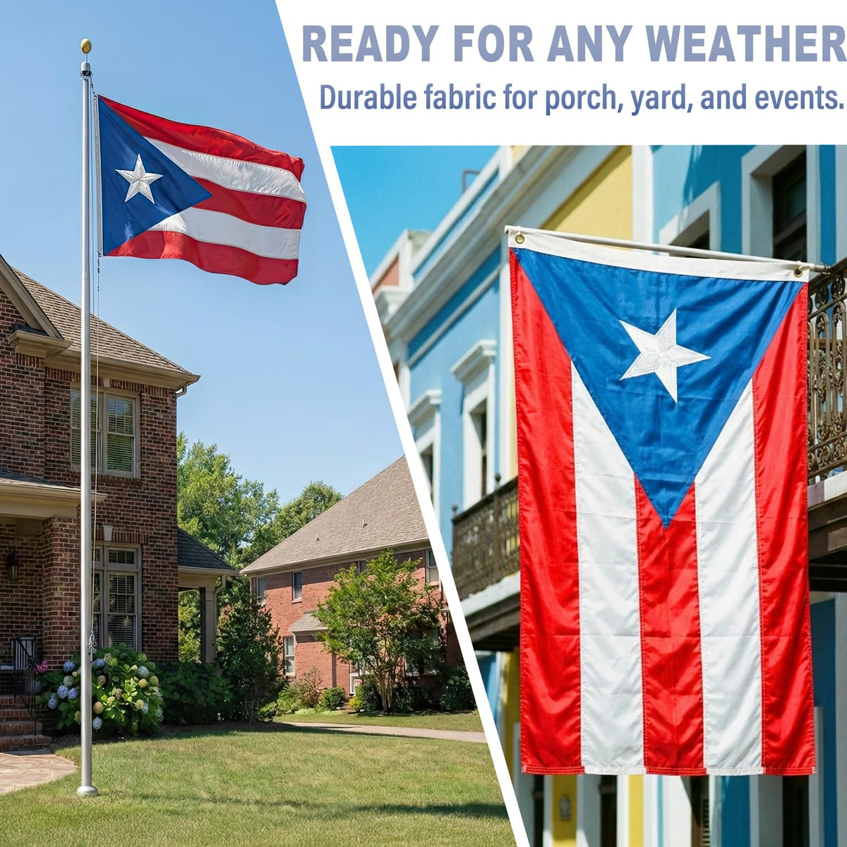 XIFAN Puerto Rico flag wall display or flagpole use.