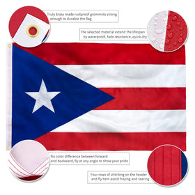 XIFAN Puerto Rico flag waterproof and fade resistant for all weather.
