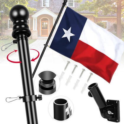 XIFAN 6ft Texas flag pole with 360-degree rotation for tangle-free outdoor display