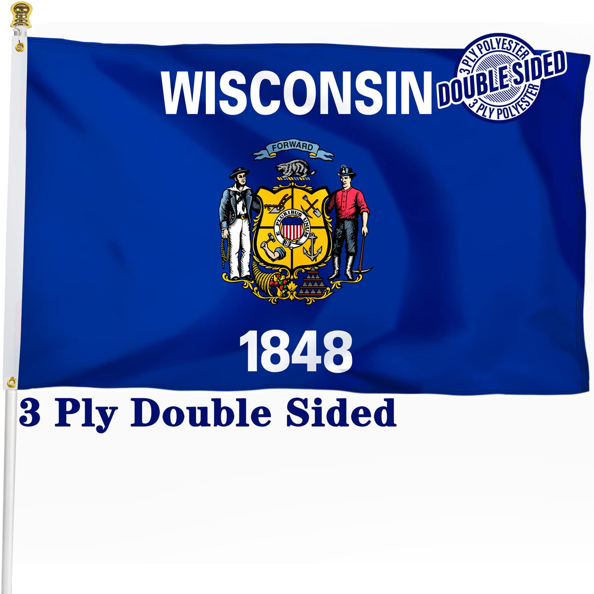 XIFAN Wisconsin flag double-sided 3x5 flag for versatile indoor outdoor display